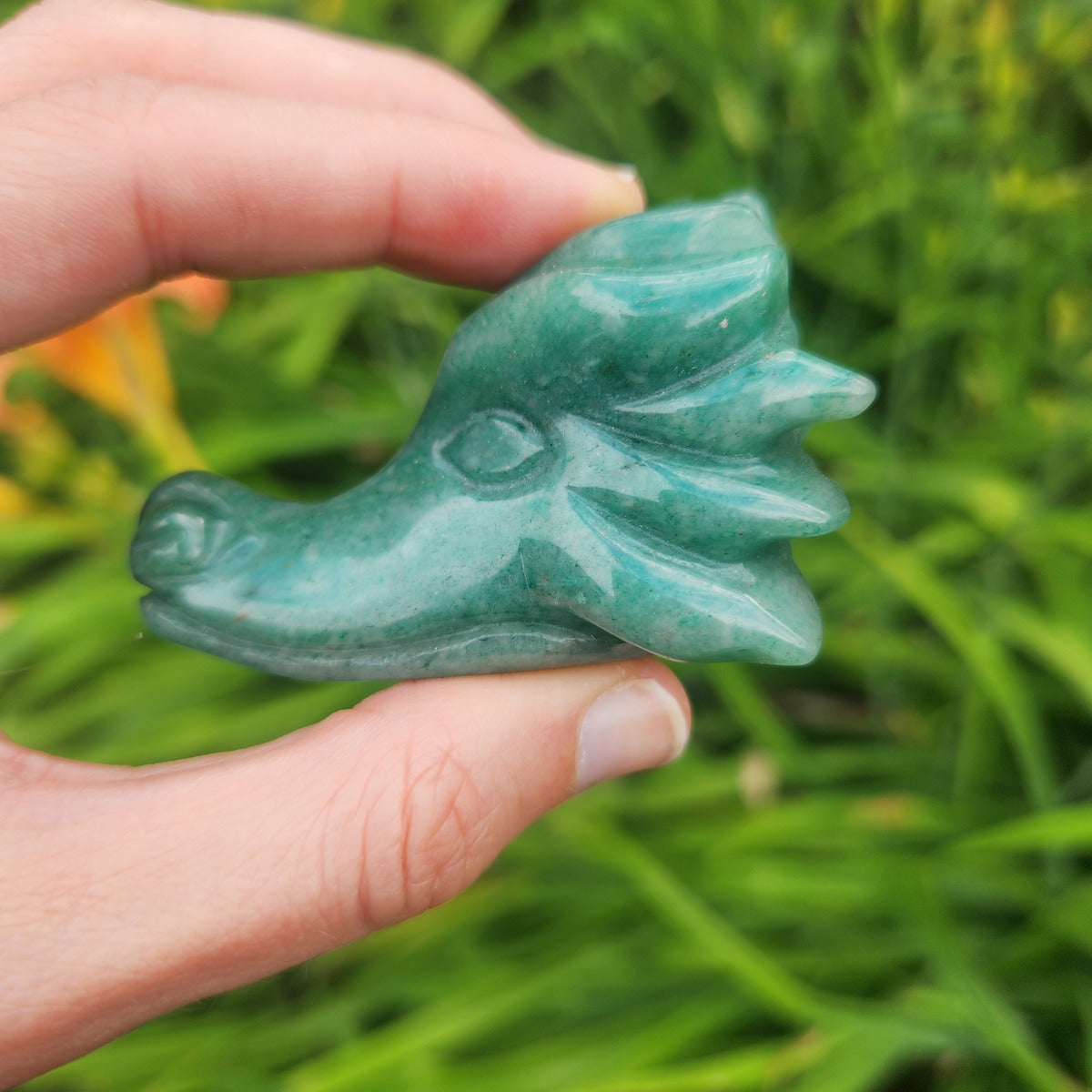 Green Aventurine Crystal Dragon Head Carving