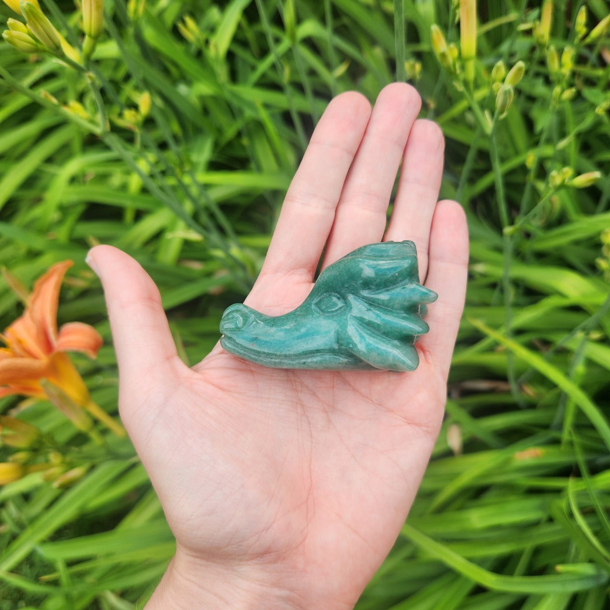 Green Aventurine Dragon Crystal Animal Head Figurine