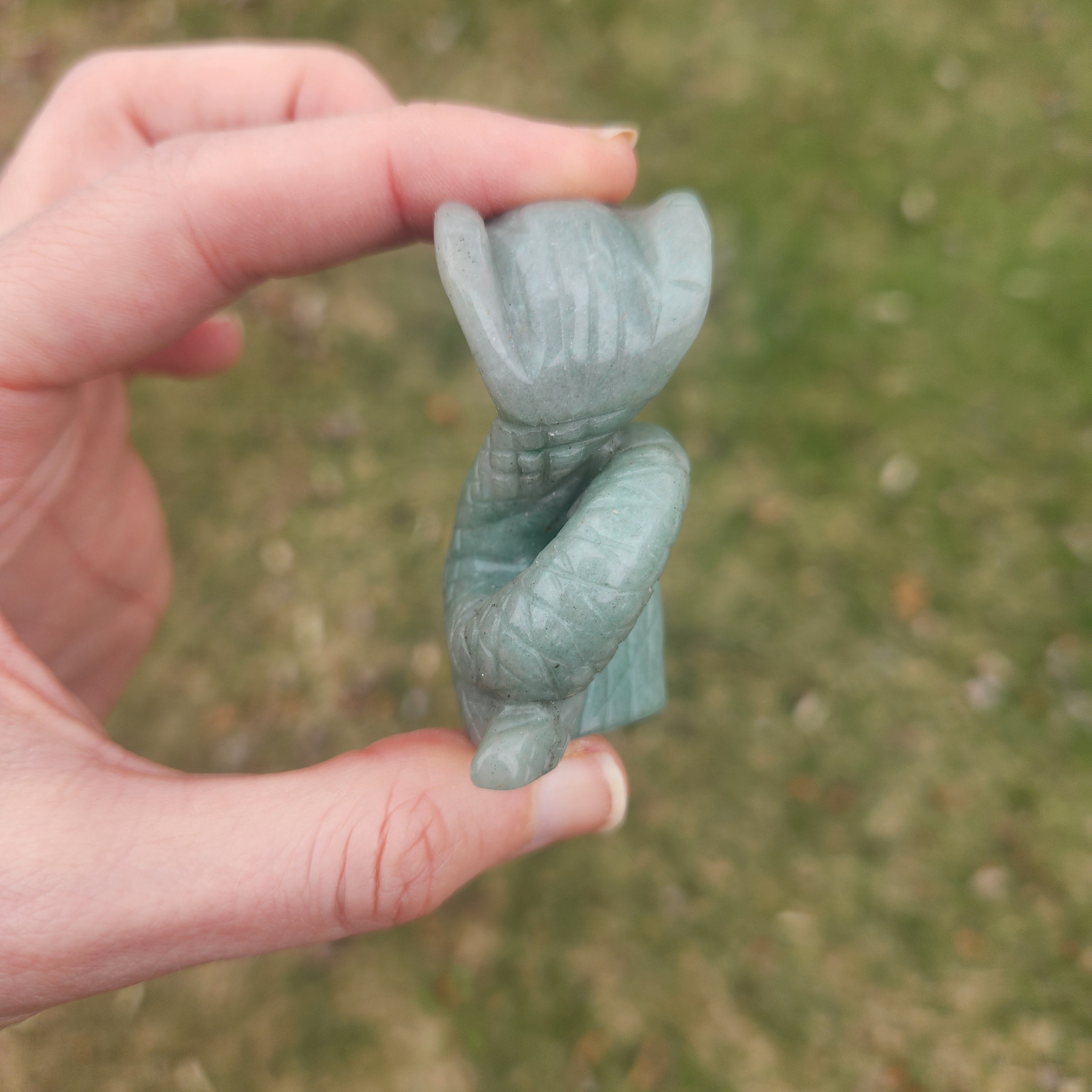 Green Aventurine Crystal Snake Stone Carving 2.25"