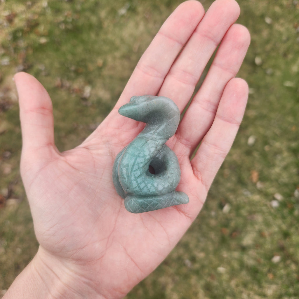 Green Aventurine Crystal Snake Stone Carving