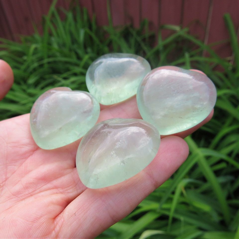 Green Fluorite Heart Carvings