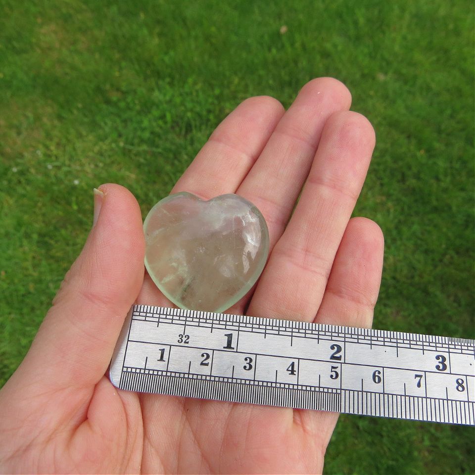 Green Fluorite Crystal Heart Stone 1.25"
