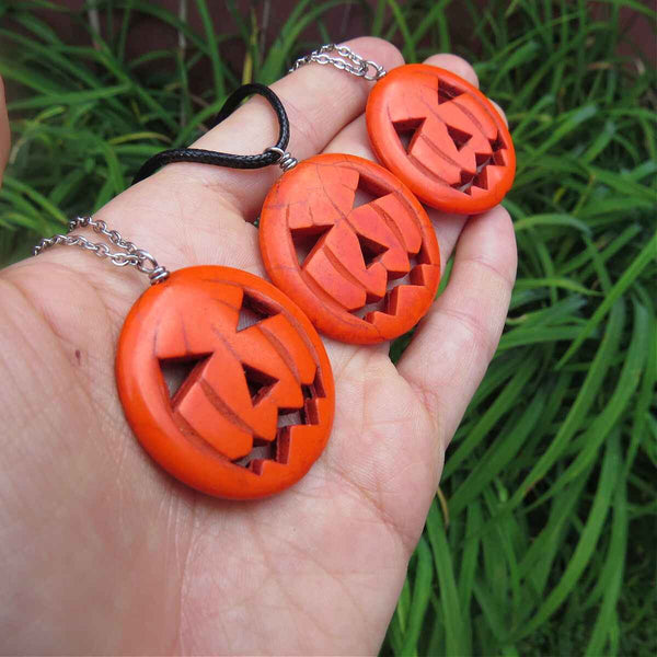 Orange Howlite Crystal Pumpkin Necklace