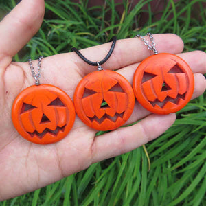 Orange Crystal Pumpkin Necklace - Halloween Jewelry