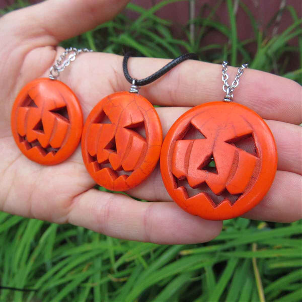 Orange Crystal Pumpkin Halloween Necklace