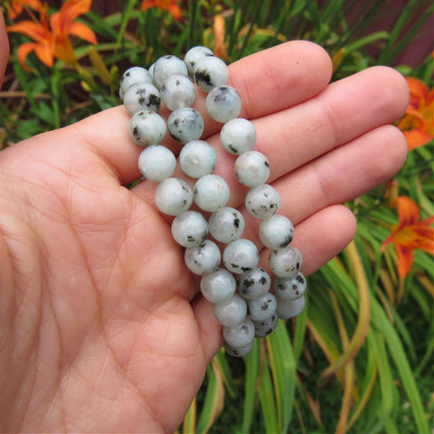 Kiwi Jasper Crystal Bracelet 8mm Stone Beads