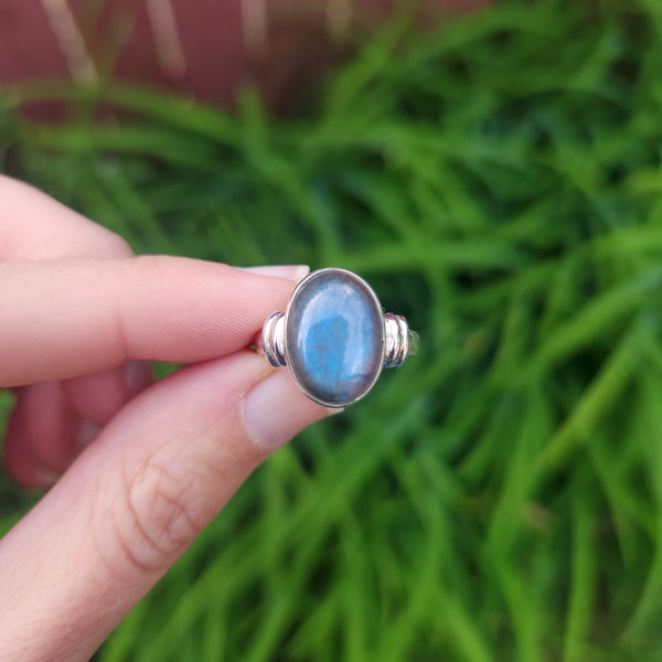 Blue Labradorite Ring Sterling Silver Size 7.5