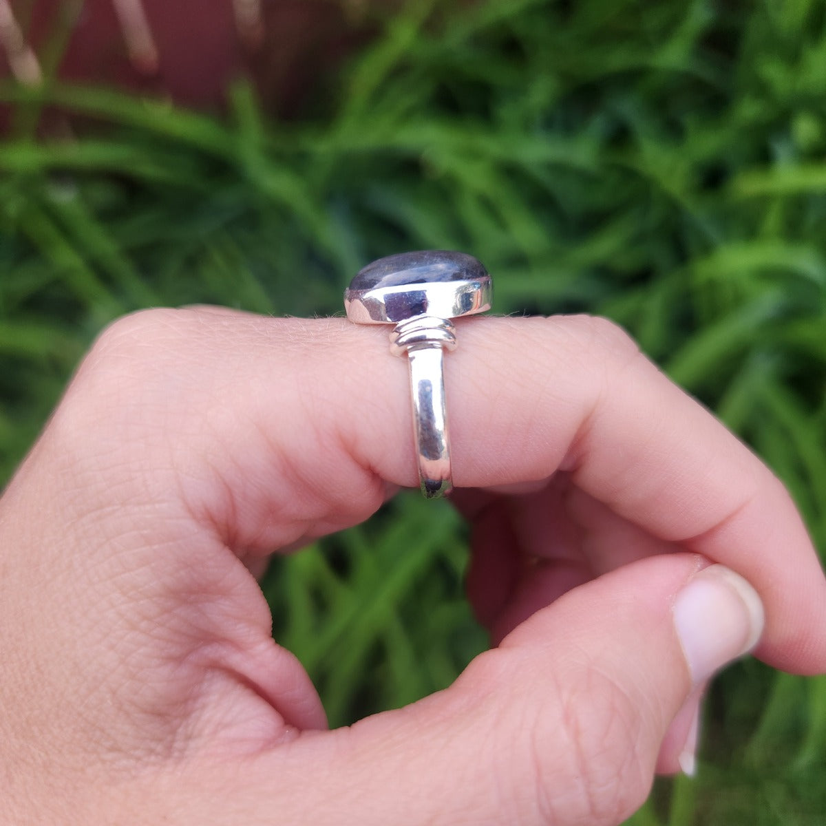 Blue Labradorite Crystal Ring in Sterling Silver Size 7.5