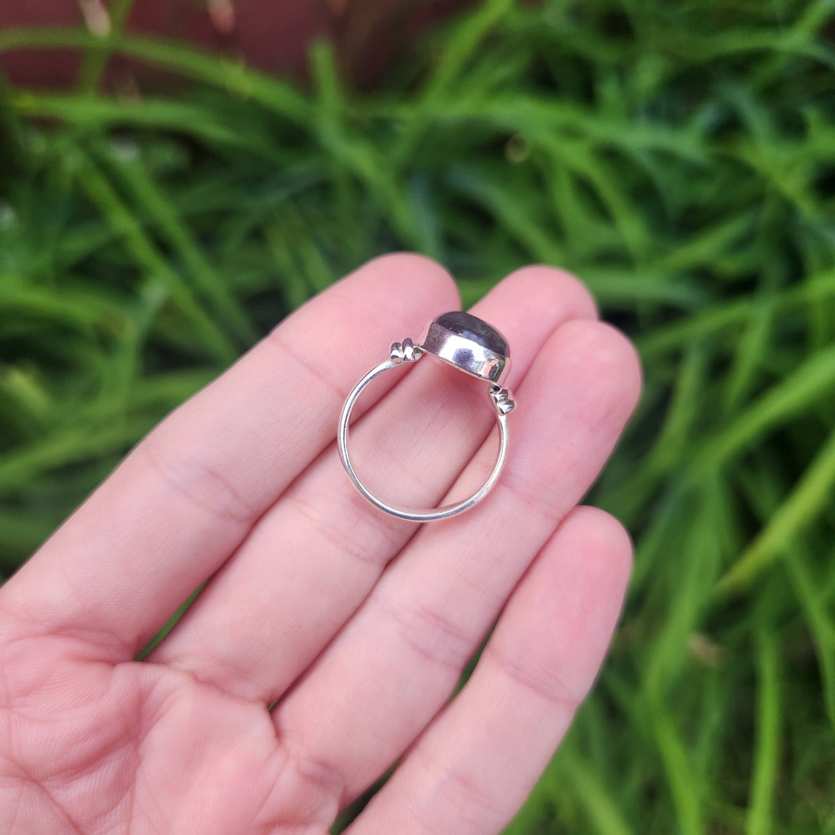 Blue Labradorite Crystal Ring in Sterling Silver Size 7.5