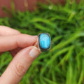 Blue Labradorite Crystal Ring Sterling Silver