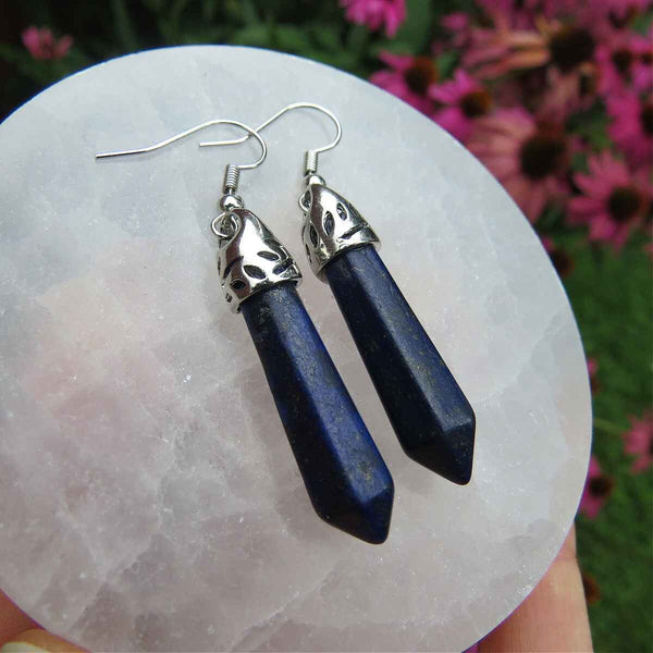 Blue Lapis Lazuli Crystal Earrings