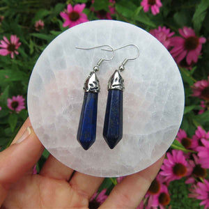 Lapis Lazuli Crystal Point Earrings