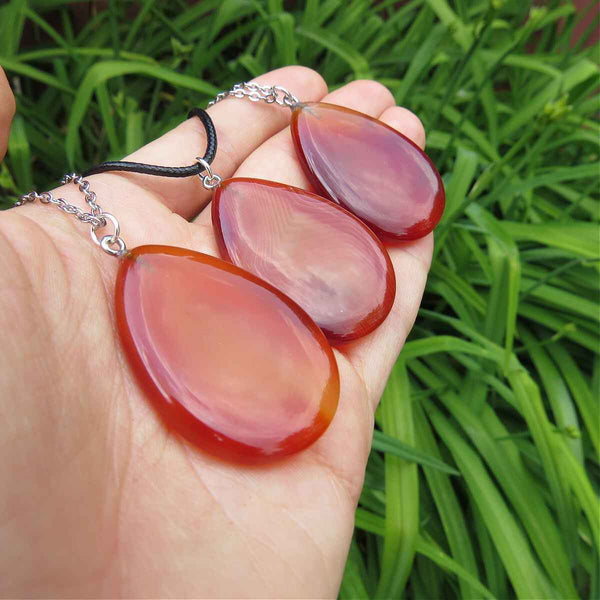 Carnelian Crystal Necklace - Large Orange Stone