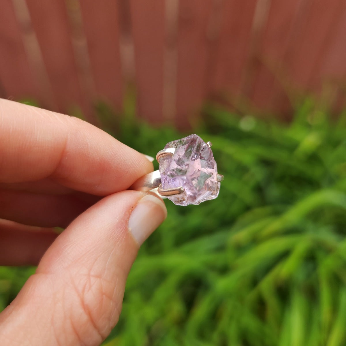 Raw Amethyst Stone Ring Sterling Silver Prong Ring