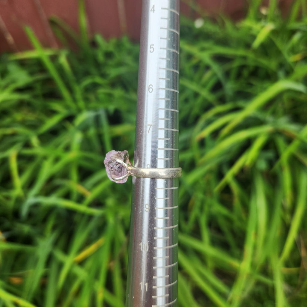 Raw Amethyst Ring in Sterling Silver Size 8.25