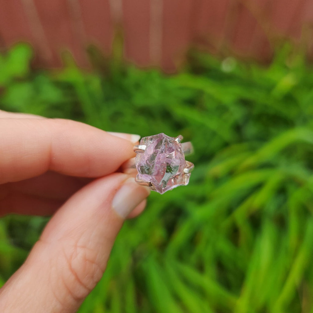 Raw Amethyst Crystal Ring in Sterling Silver