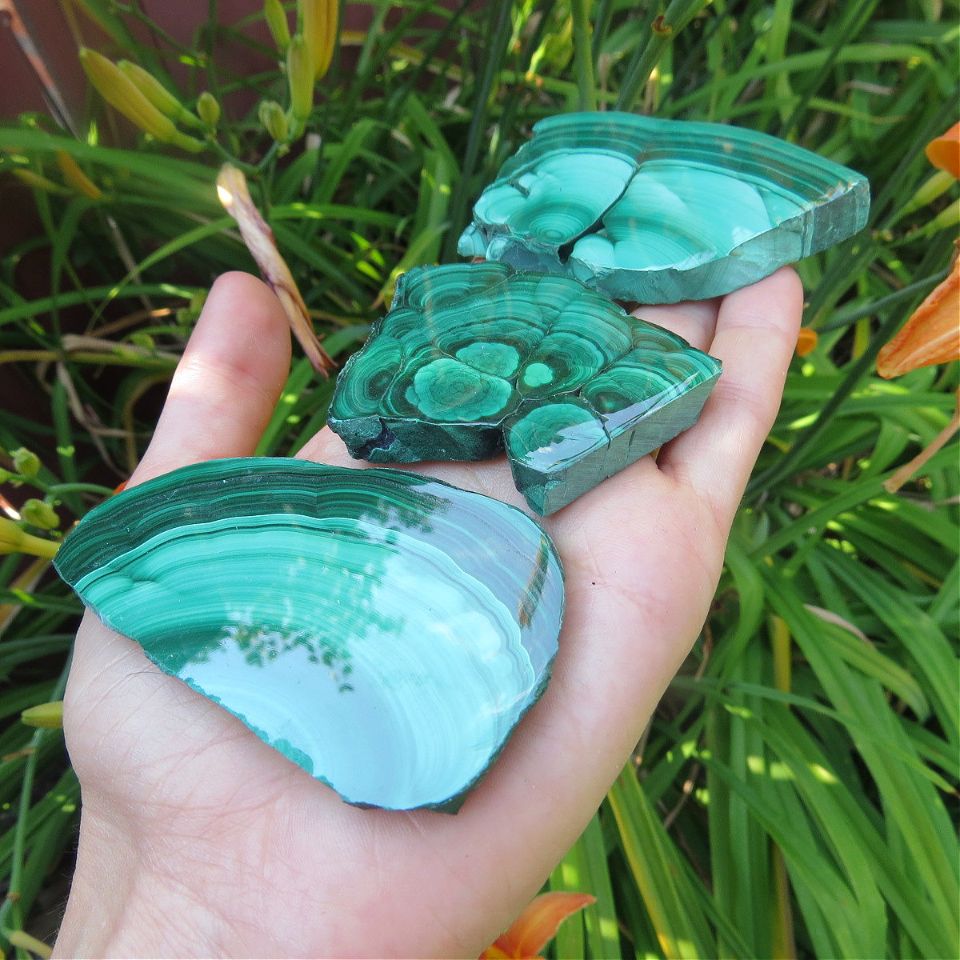 Malachite Crystal Slice 2.5" | Natural Malachite Slab