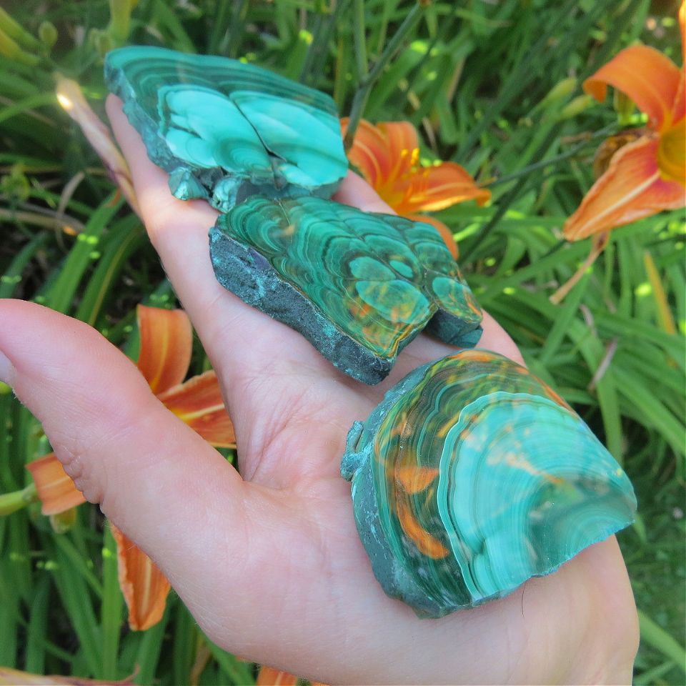 Malachite Crystal Slice 2.5" | Natural Malachite Slab