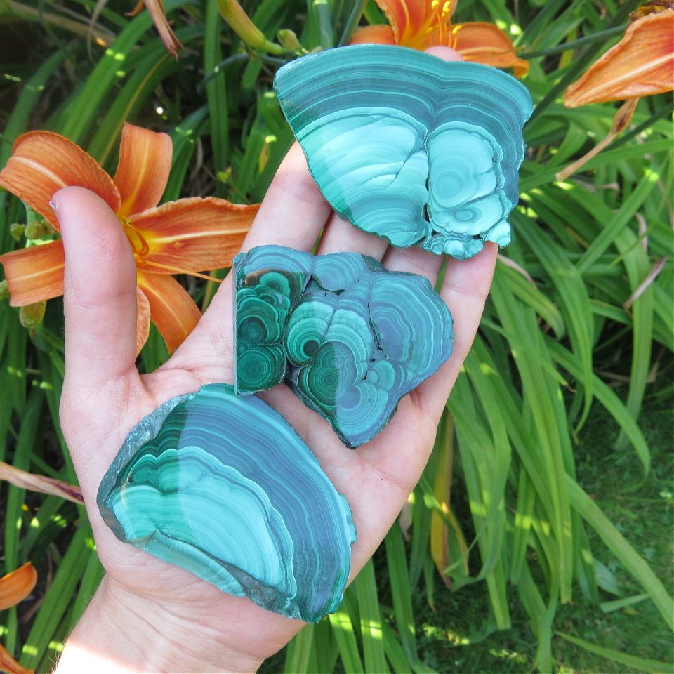 Malachite Crystal Slice 2.5" | Natural Malachite Slab