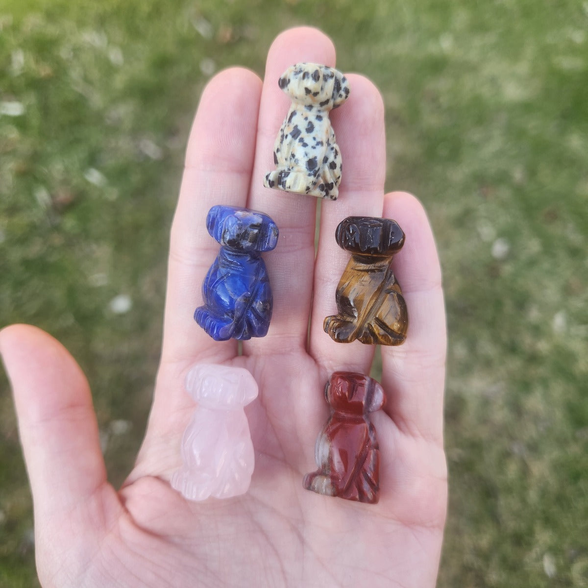 Mini Crystal Dog Figurine Stone Carving