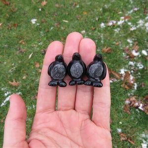 Crystal Penguin Stone Carving - Obsidian