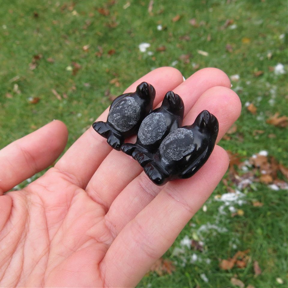 Crystal Penguin Stone Carving in Obsidian