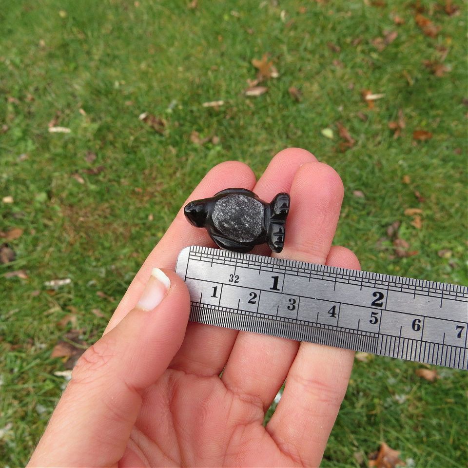 Mini Crystal Penguin Figurine 1" - Obsidian Crystal Animal Carving