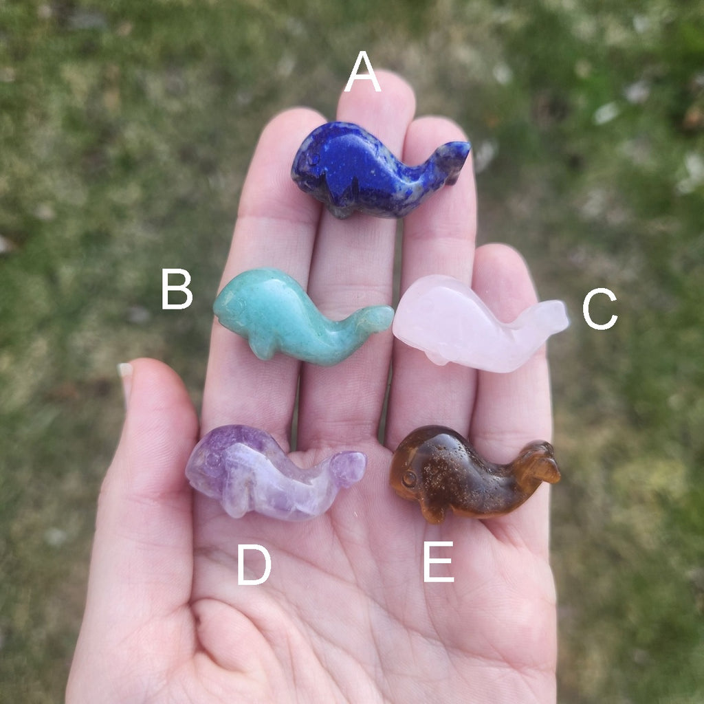 Mini Crystal Whale Figurine 1" | Animal Stone Carving