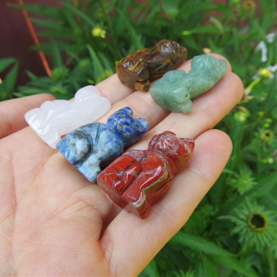 Mini Crystal Cat Stone Carving 1" | Small Cat Figurine