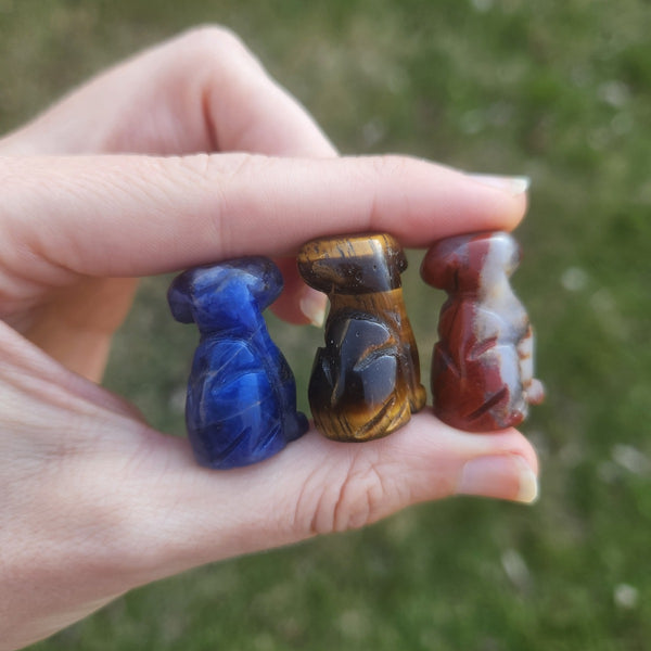 Mini Crystal Dog Figurine 1" Stone Carving