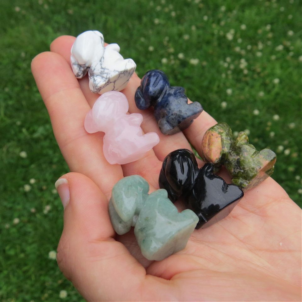 Mini Crystal Rabbit Figurine 1" | Animal Stone Bunny Carving