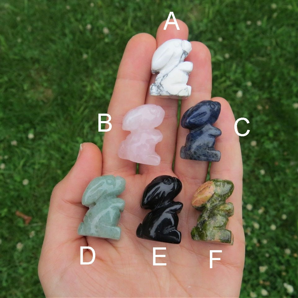 Mini Crystal Rabbit Figurine 1" | Animal Stone Bunny Carving