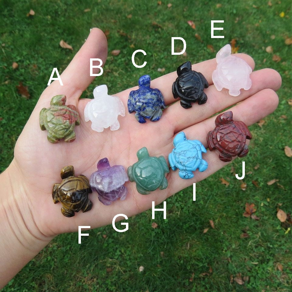 Mini Crystal Sea Turtle Stone Carving 1"