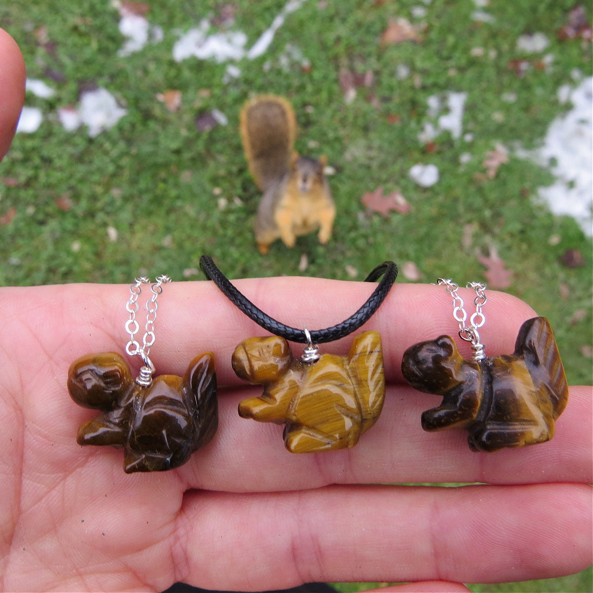 Crystal Squirrel Necklace - Animal Totem Jewelry