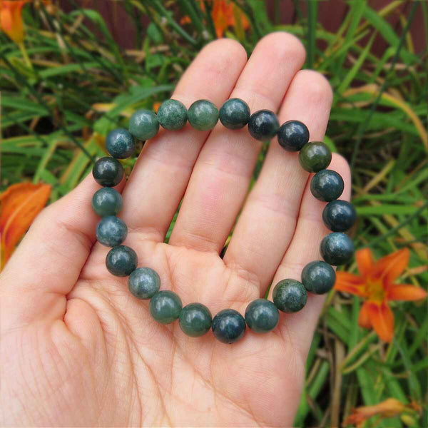 Moss Agate Bracelet 8mm Stone Beads