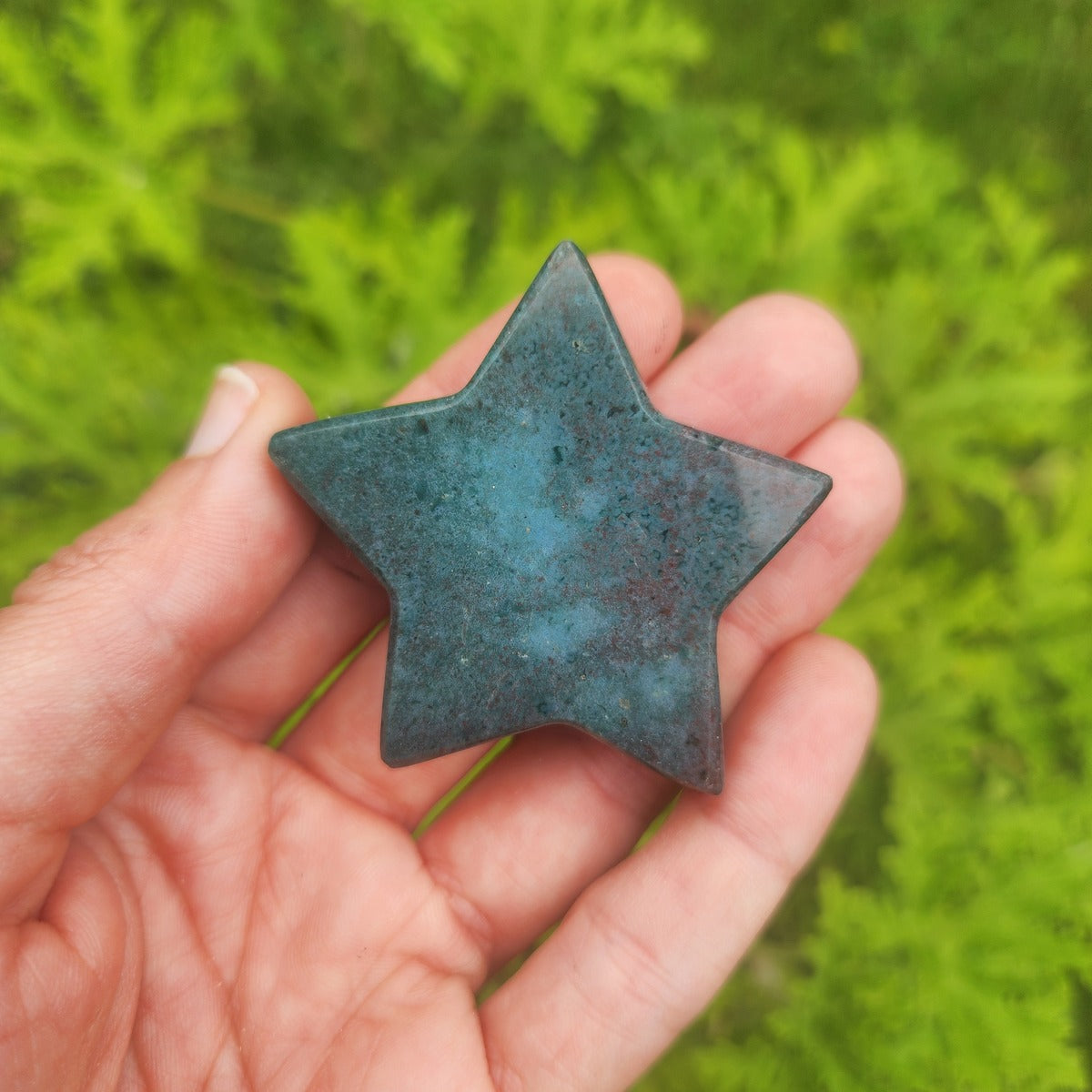 Moss Agate Crystal Star Stone Carving