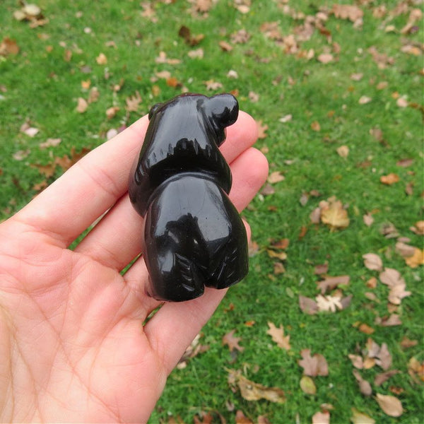 Obsidian Crystal Bear Animal Carving