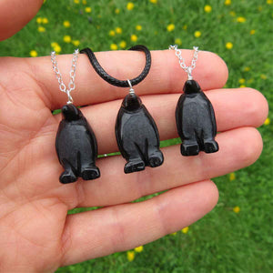 Obsidian Crystal Penguin Necklace