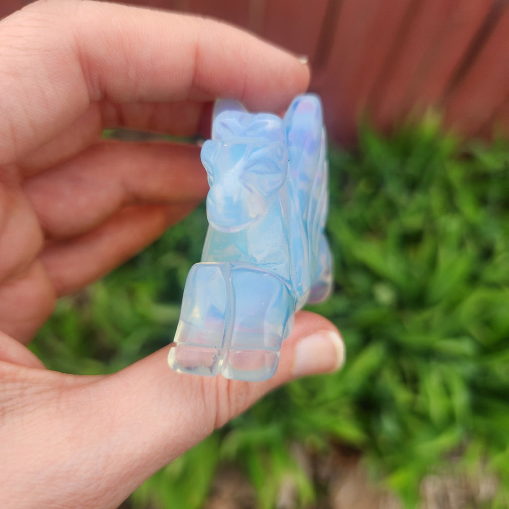 Opalite Crystal Pegasus Figurine 2" Mythical Winged Horse Animal Carving