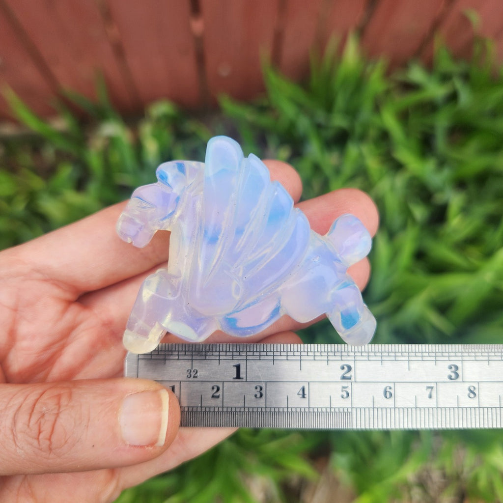 Opalite Crystal Pegasus Figurine 2" Mythical Winged Horse Animal Carving