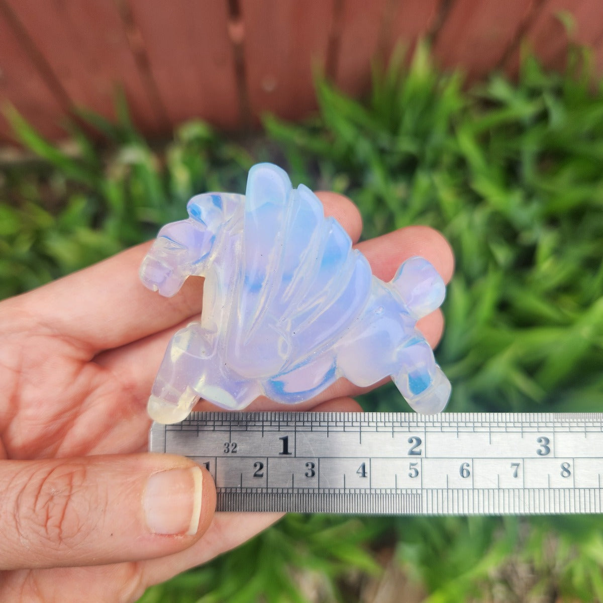 Opalite Crystal Pegasus Figurine 2" Mythical Winged Horse Animal Carving