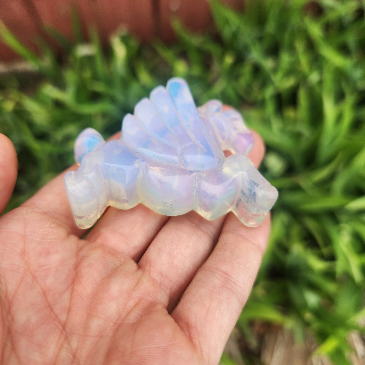 Opalite Crystal Pegasus Figurine 2" Mythical Winged Horse Animal Carving