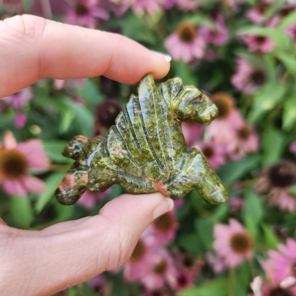 Unakite Pegasus Crystal Horse Animal Carving 2.25"