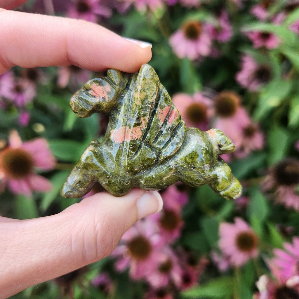 Unakite Pegasus Crystal Horse Animal Carving 2.25"