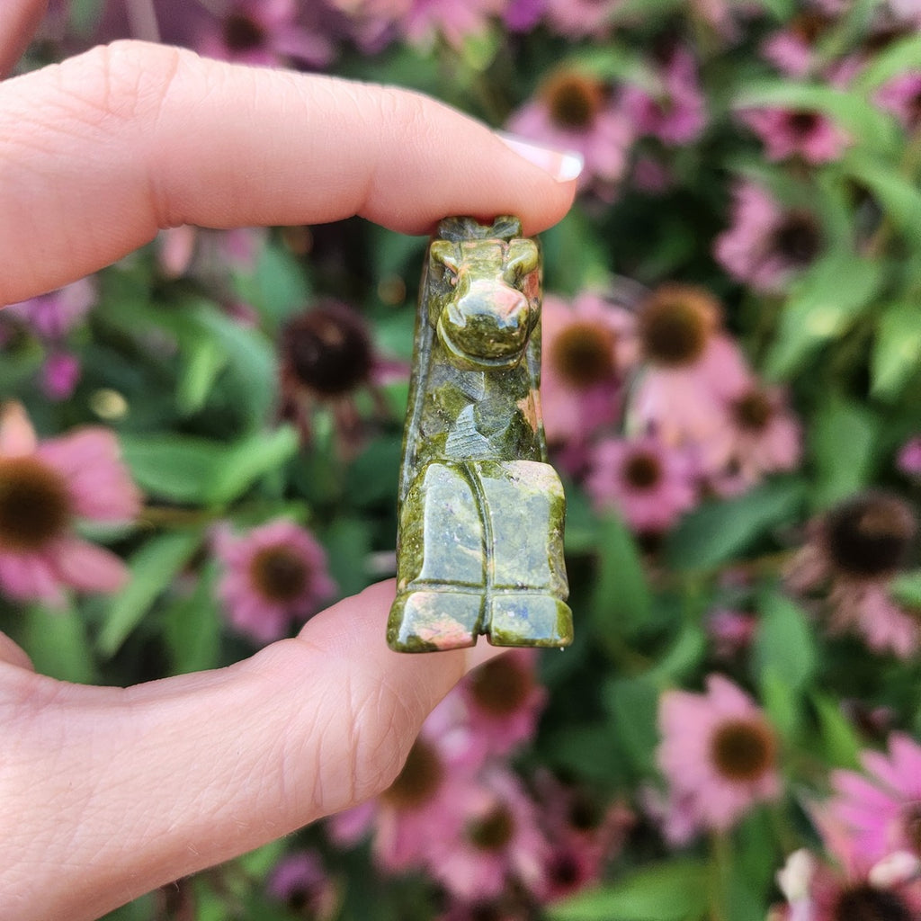 Unakite Pegasus Crystal Horse Animal Carving 2.25"