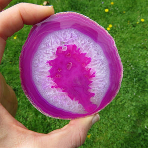 Pink Agate Crystal Slice