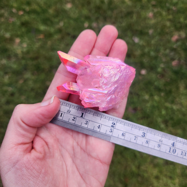 Pink Rainbow Aura Quartz Crystal Cluster 1.75"