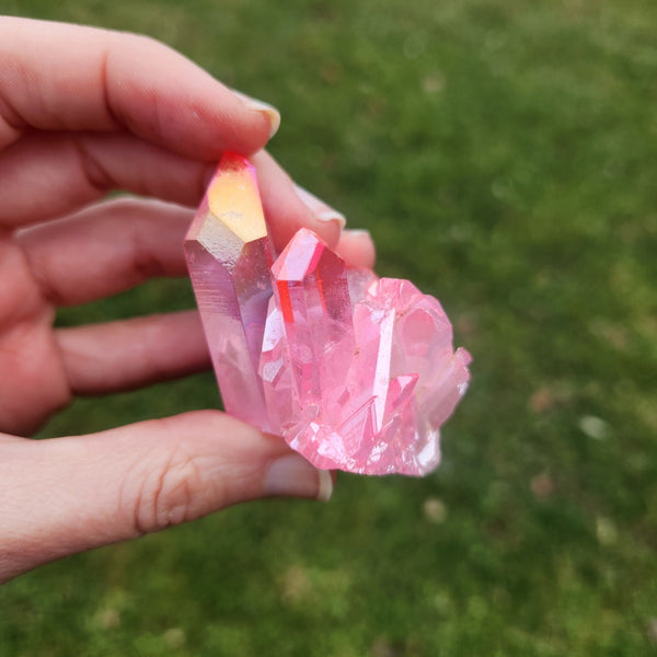 Pink Aura Quartz Crystal