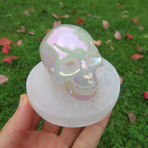 Pink Aura Quartz Crystal Skull