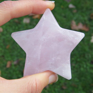 Pink Rose Quartz Crystal Star Carving